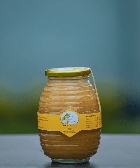 1kg natural honey eucalypltus glass